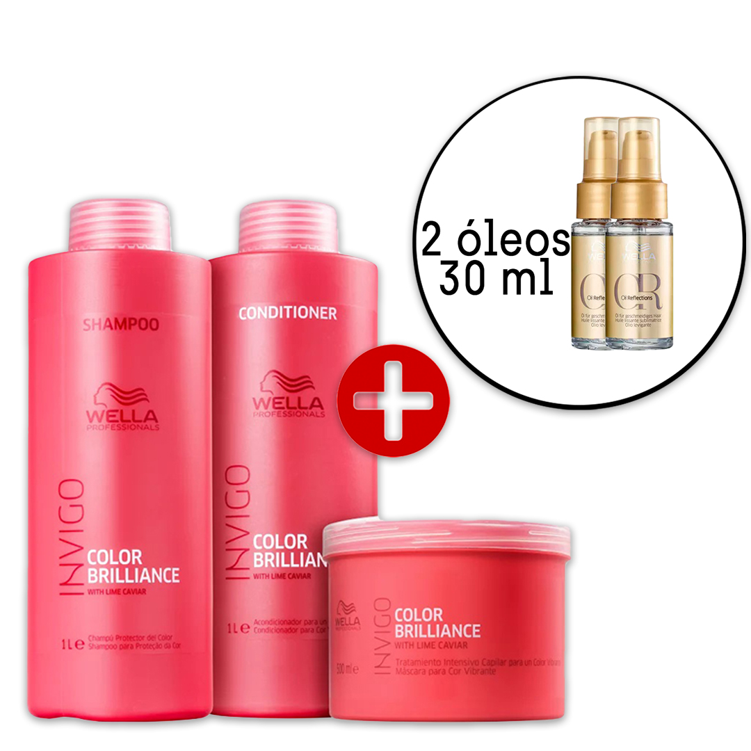 Kit Wella Invigo Color Brilliance Salon - 2 Oil Reflections 30ml (5 Produtos)