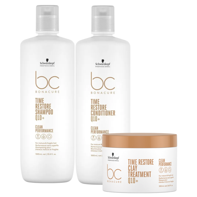 Kit Schwarzkopf Professional BC Bonacure Clean Performance Time Restore Q10+ Trio (3 Produtos)