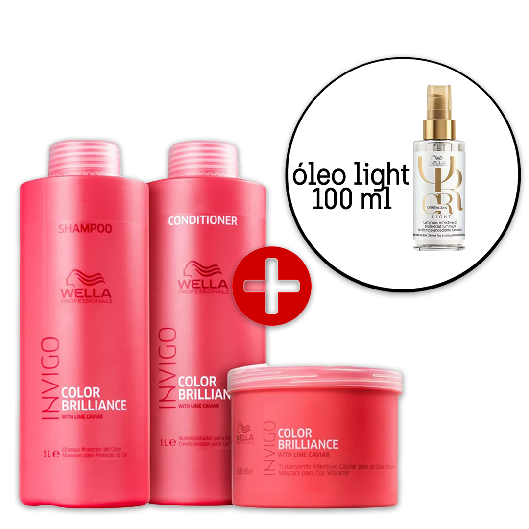 Kit Wella Invigo Color Brilliance Salon - Oil Reflections Light 100ml (4 Produtos)