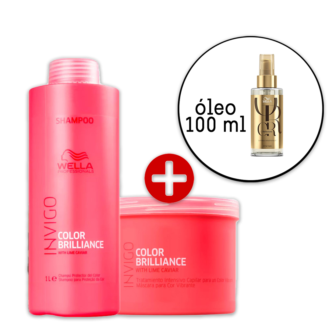 Kit Wella Professionals Invigo Color Brilliance Shampoo e Máscara + Oil Reflections